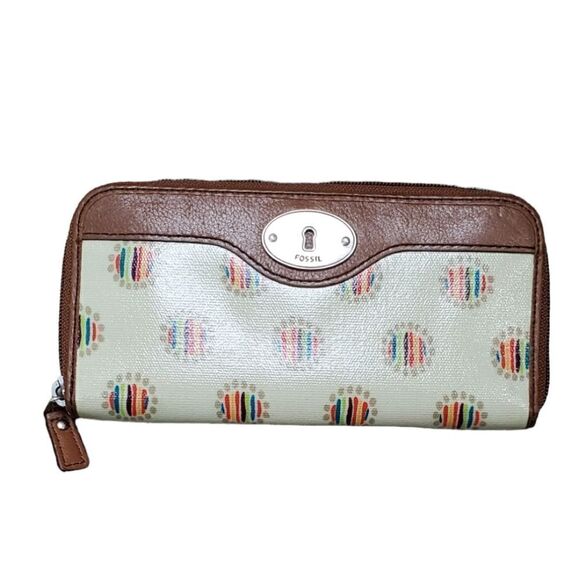Fossil Cream & Rainbow Circle Wallet - Picture 1 of 6